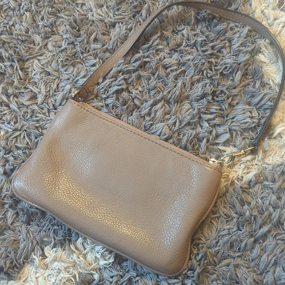 Michael Kors Taupe And Gold Wristlet Hand Bag